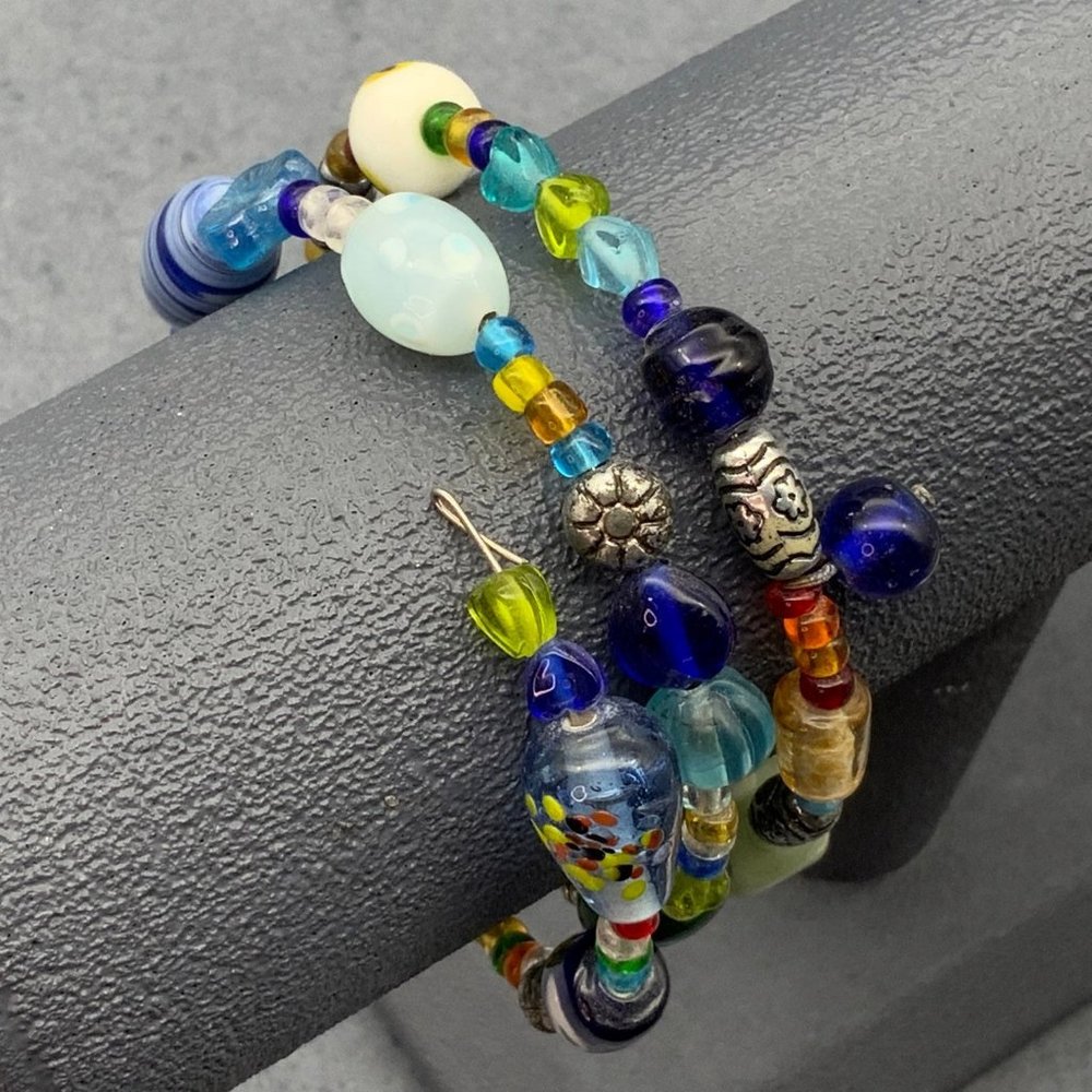 Multicolor Memory Wrap Bracelet Made With Love Green Red Blue Black White - Picture 8 of 12